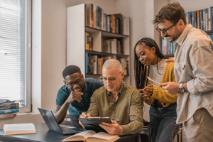 team working in library-1
